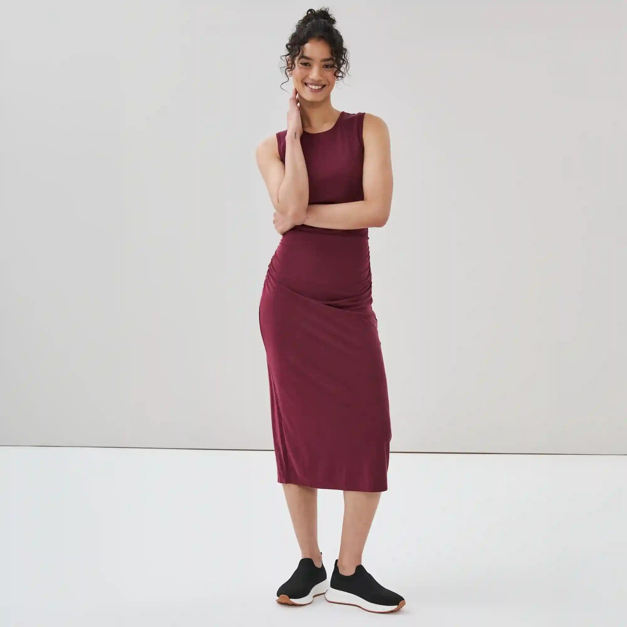 Active Side Ruched Midi Dress