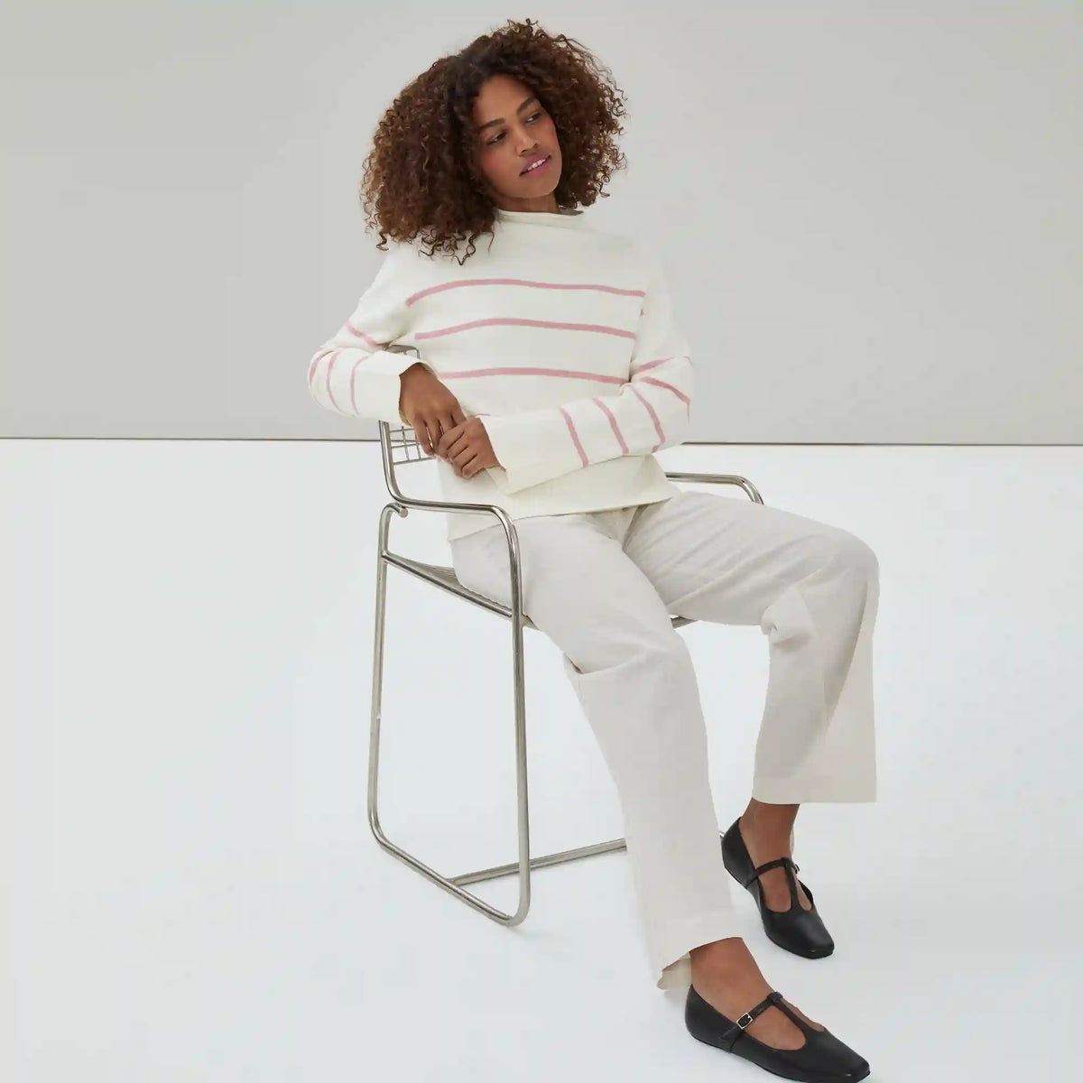 Striped Funnel Neck Sweater