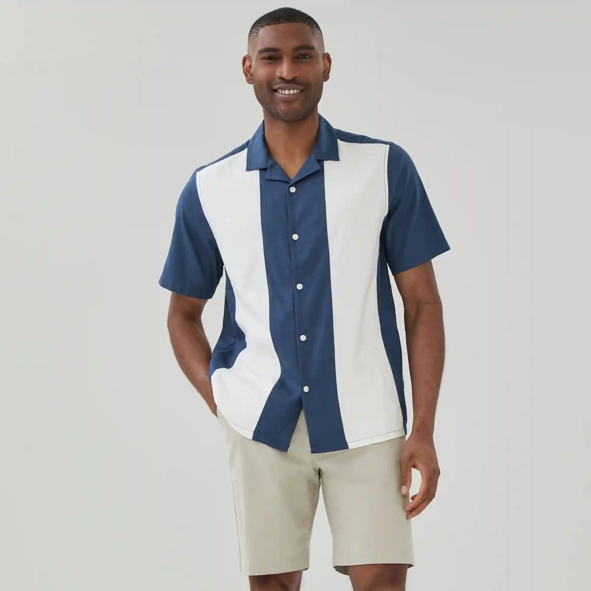 Men's Colour-Block Bowling Shirt