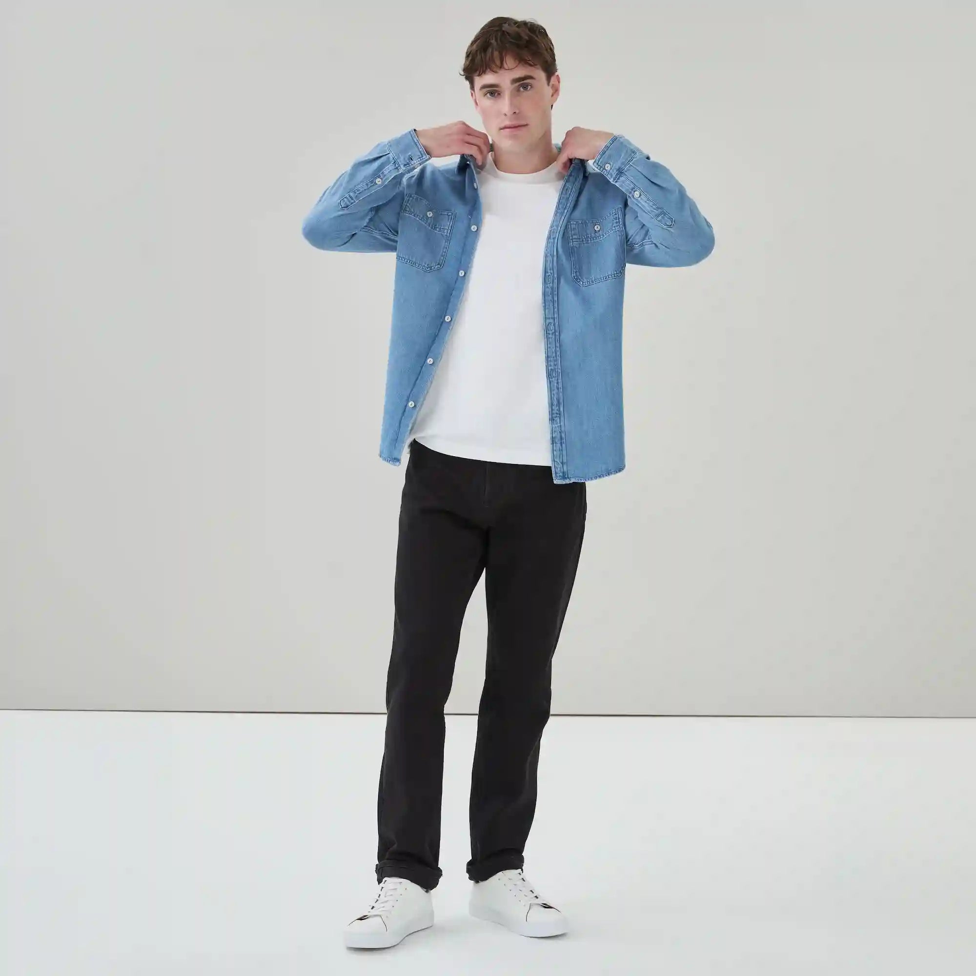 Men's Denim Button-Up Shirt