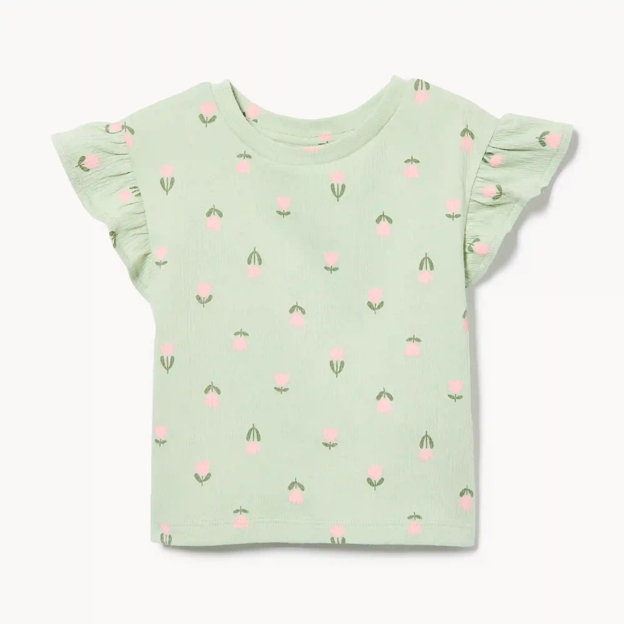 Baby Girls' Printed Flutter Sleeve T-Shirt