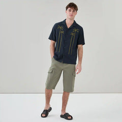 Men's Embroidered Camp Collar Shirt