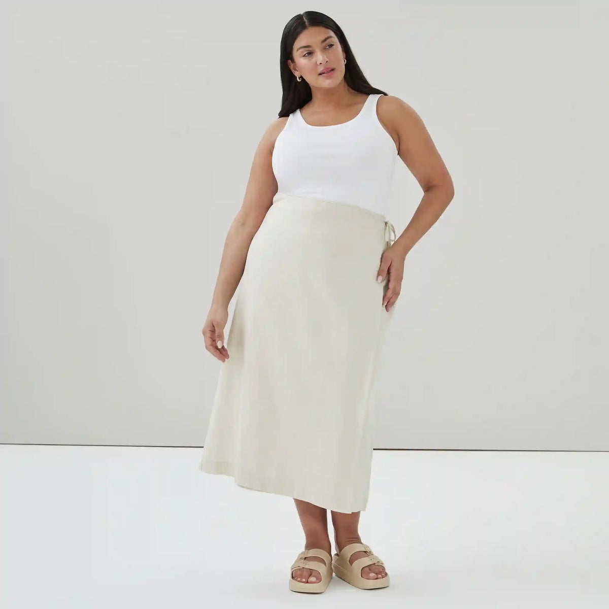 Women+ Linen Cotton Wrap Maxi Skirt
