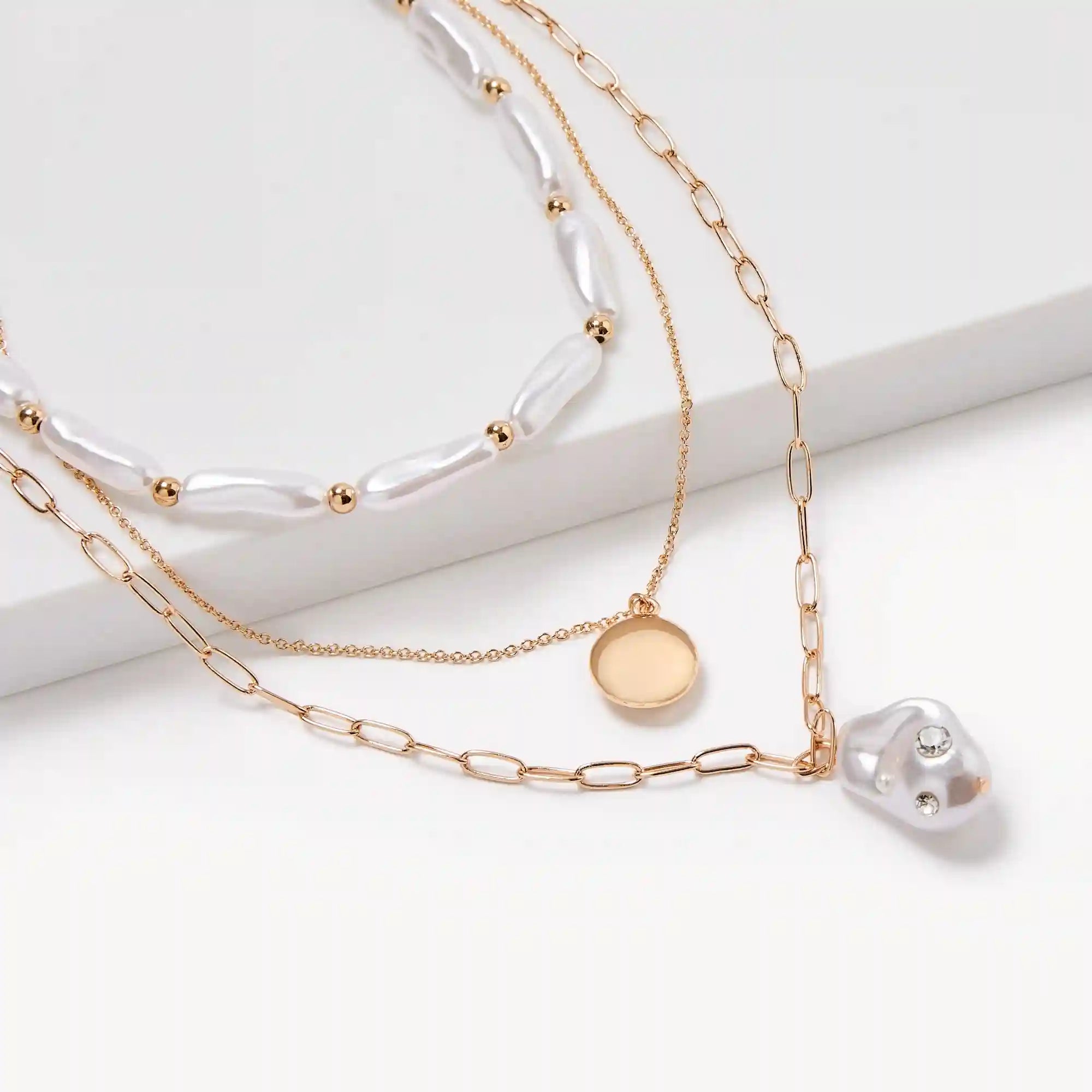 3-Piece Pearl Chain Necklace Set