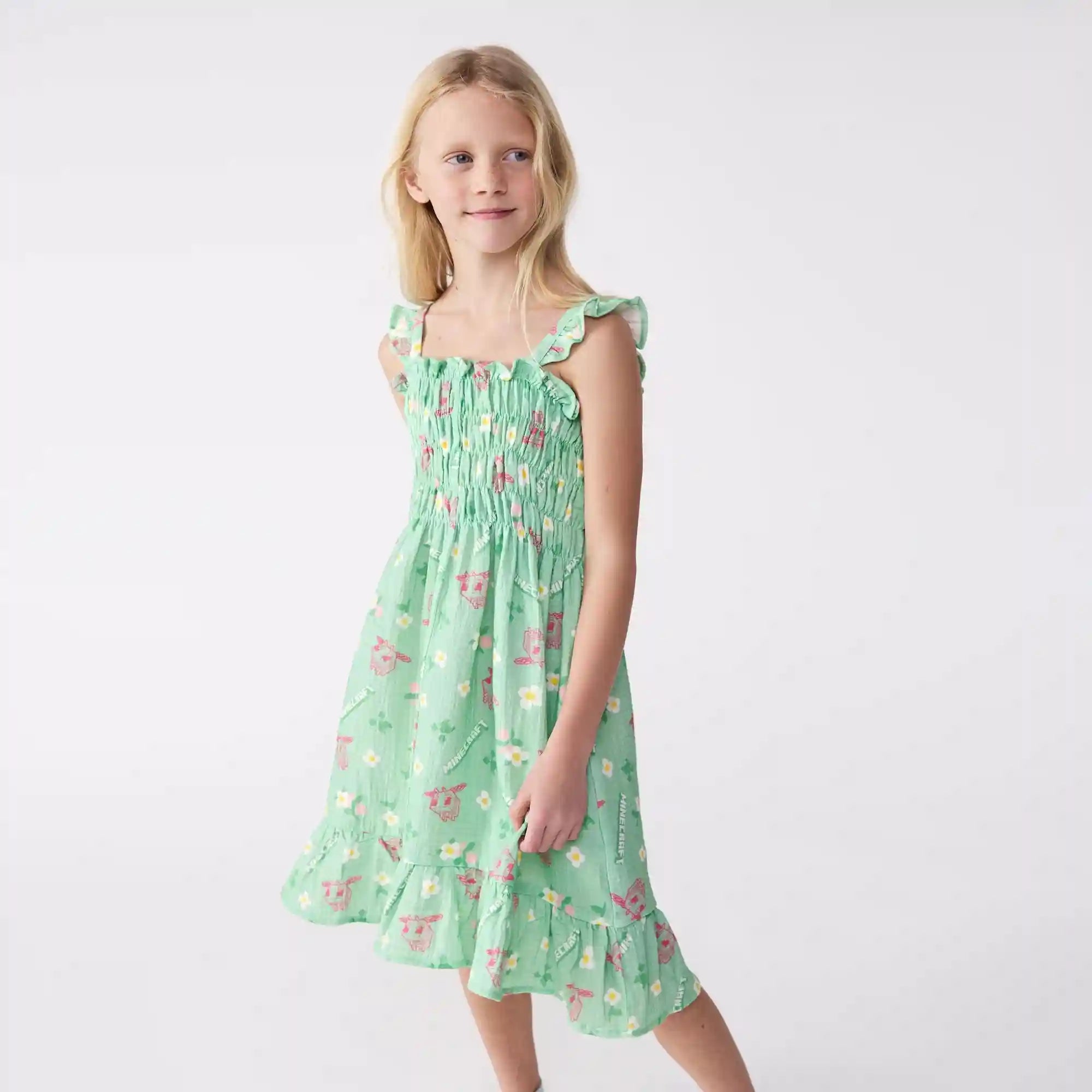 Kid Girls' Minecraft Crinkle Gauze Dress