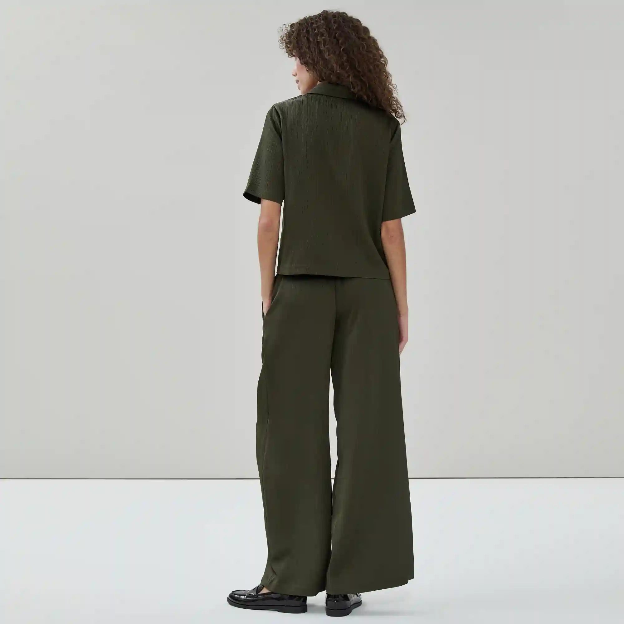 Plisse Satin Camp Shirt