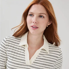 Ribbed Striped Polo