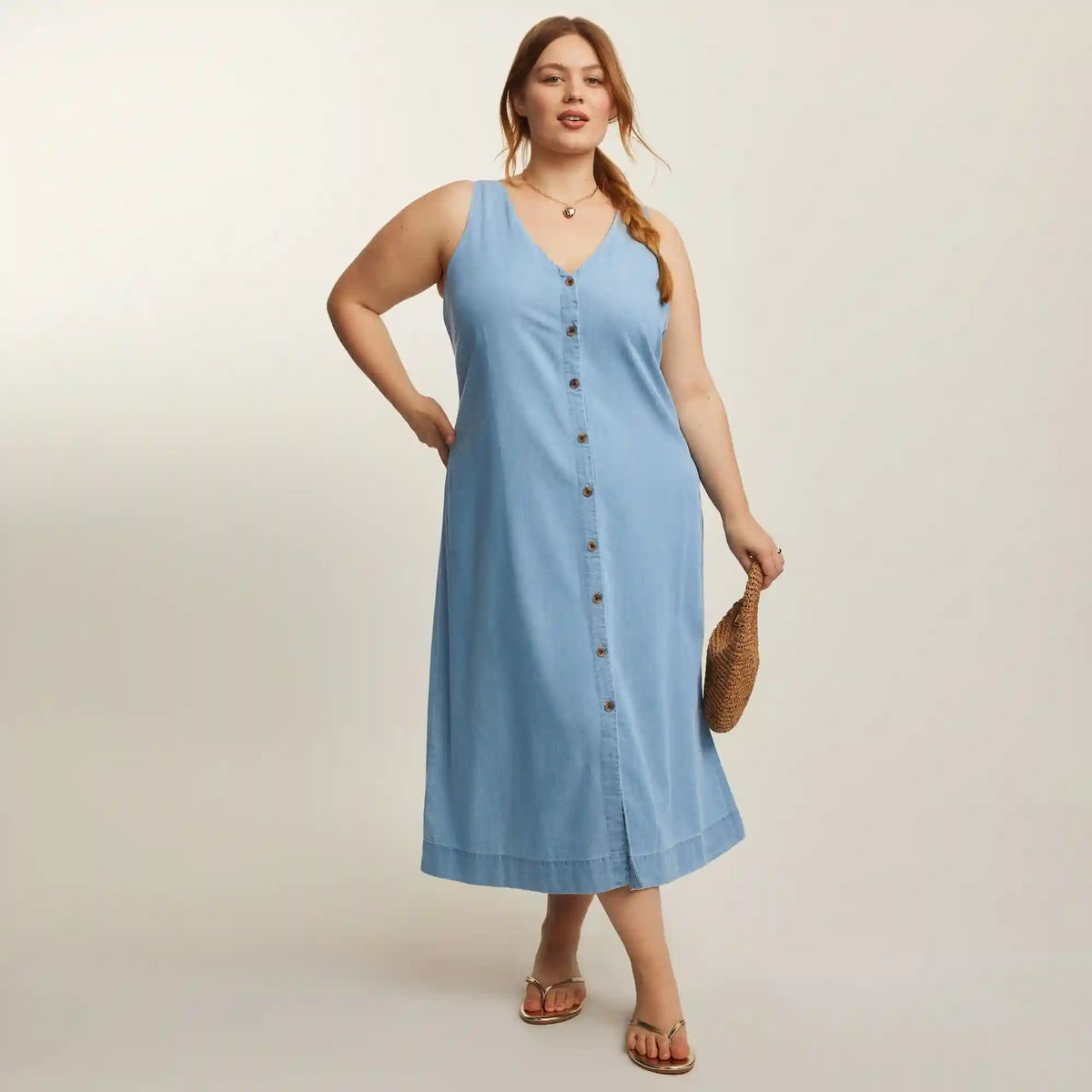 Women+ Soft Denim Midi Dress