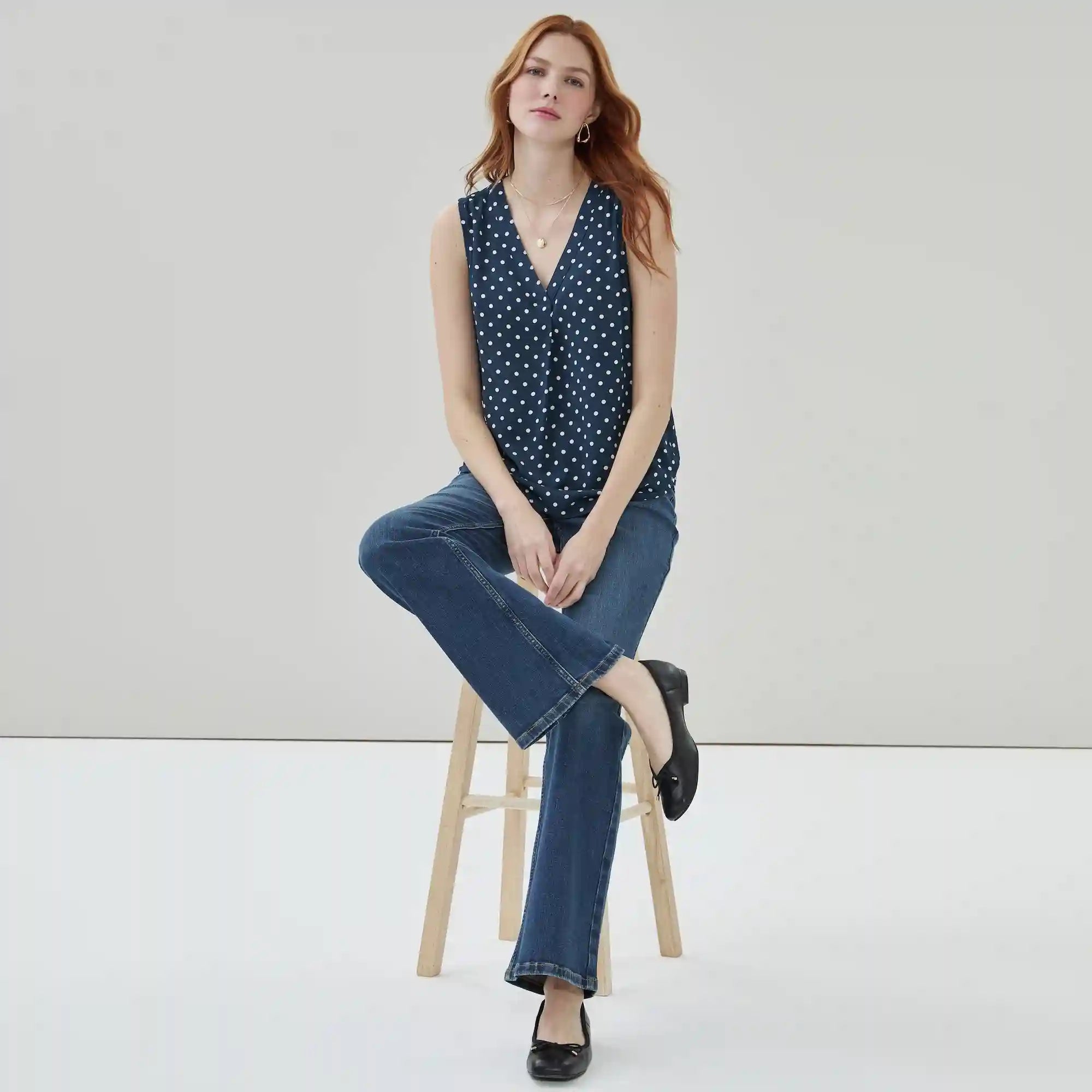Printed V-Neck Tank Top
