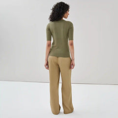 Ribbed Quarter Sleeve T-Shirt