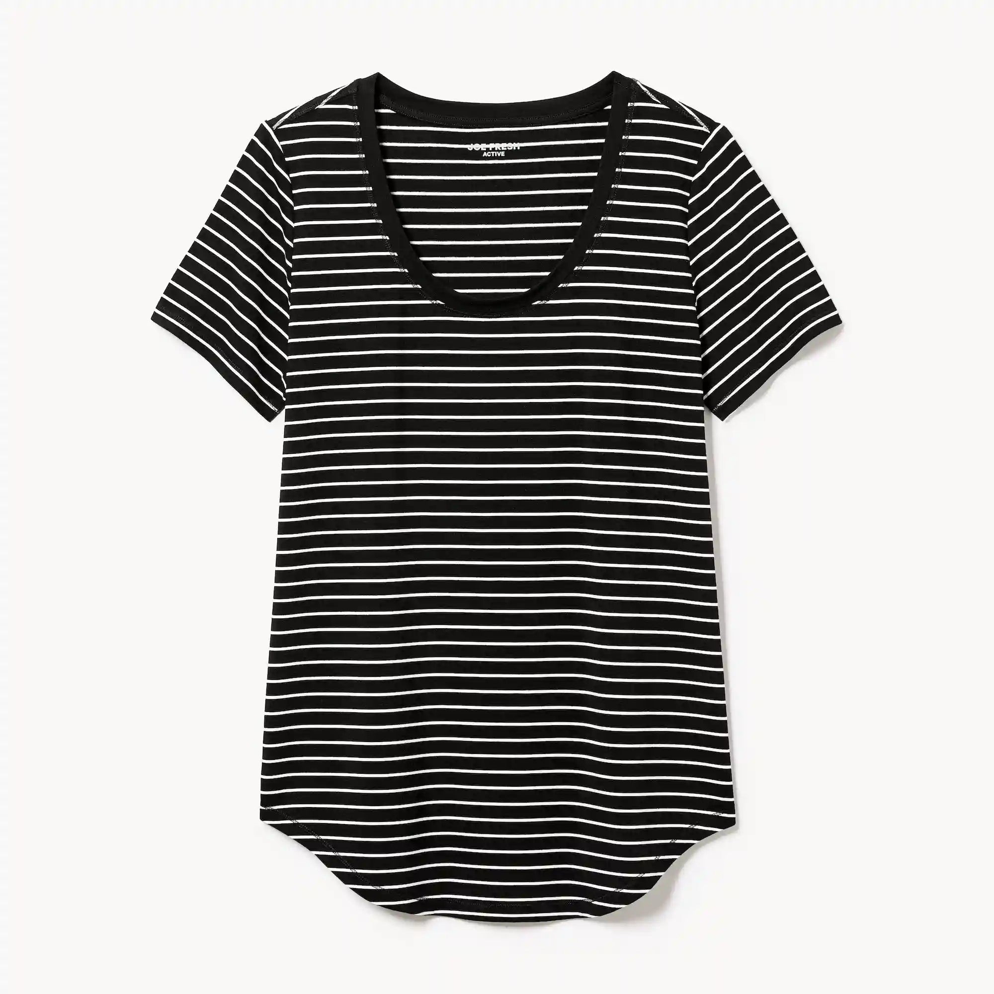 Active Scoop Neck Striped T-Shirt