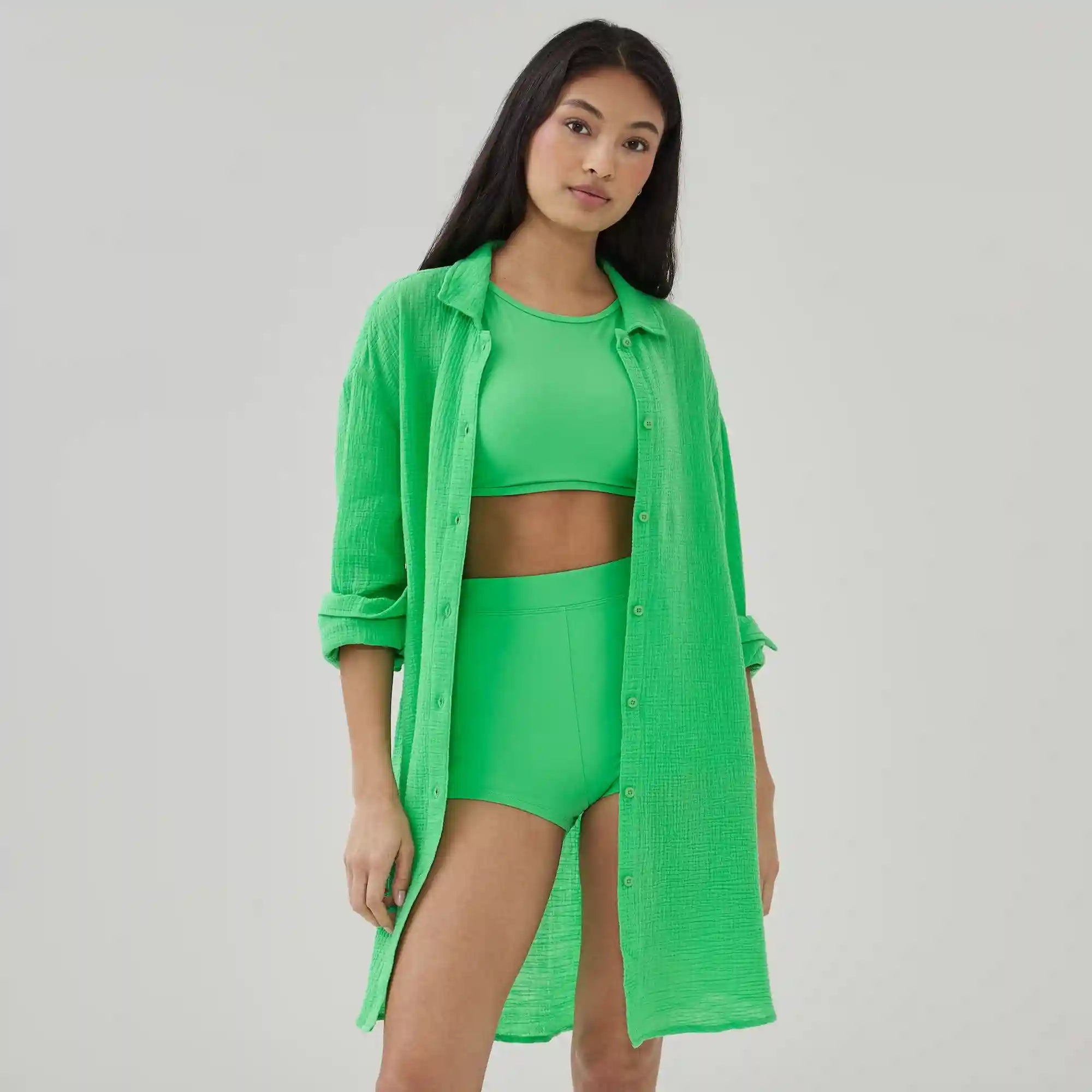 Gauze Button-Up Cover-Up