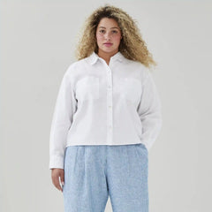 Women+ Linen Cotton Cropped Long Sleeve Shirt