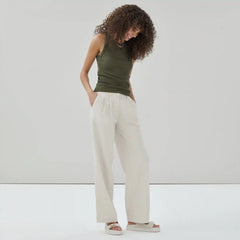 Linen Blend Pleated Trouser