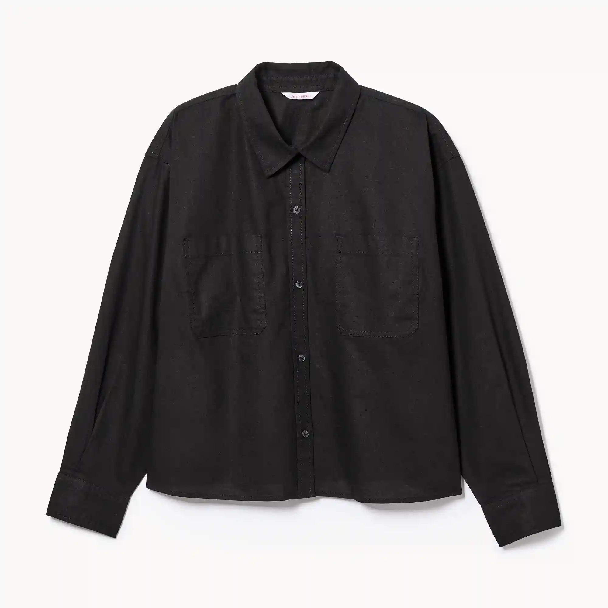 Women+ Linen Cotton Cropped Long Sleeve Shirt
