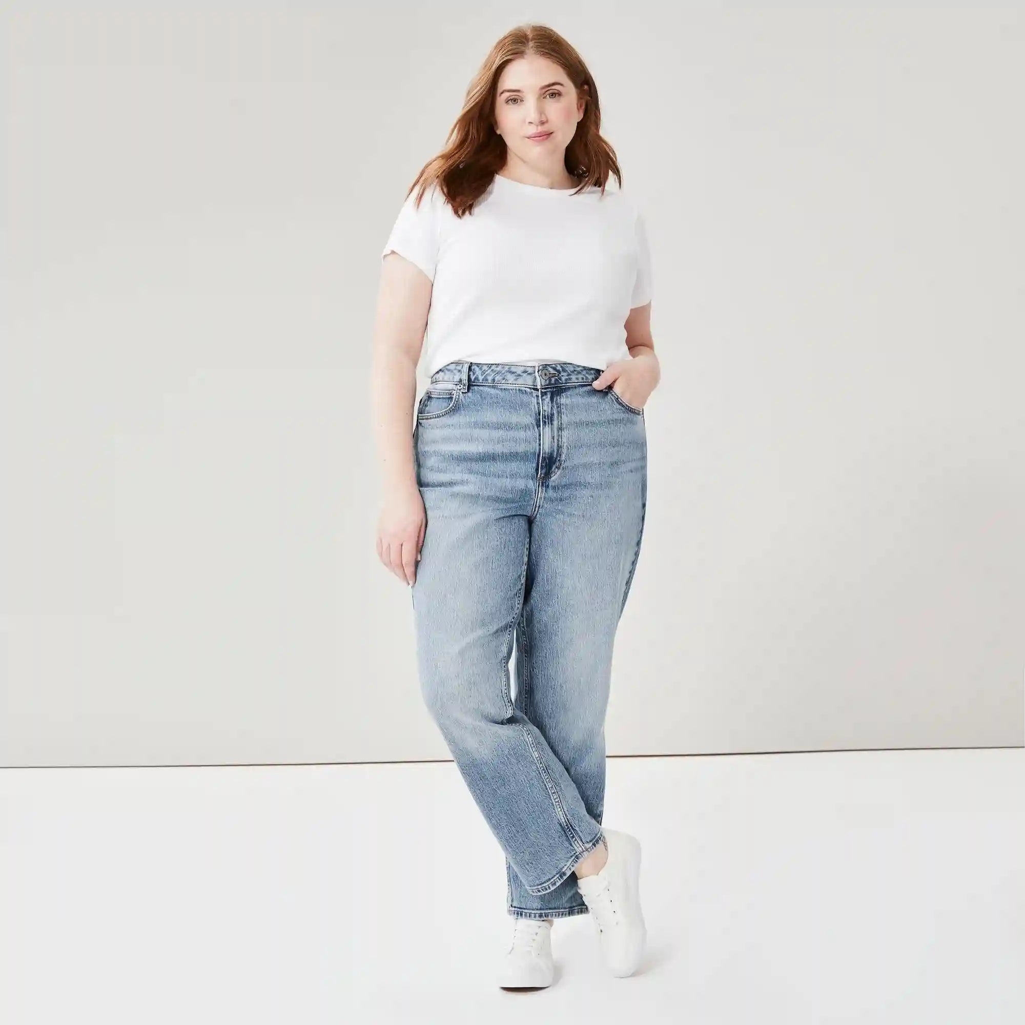 Women+ Medium Wash Slim Straight Fit Jean