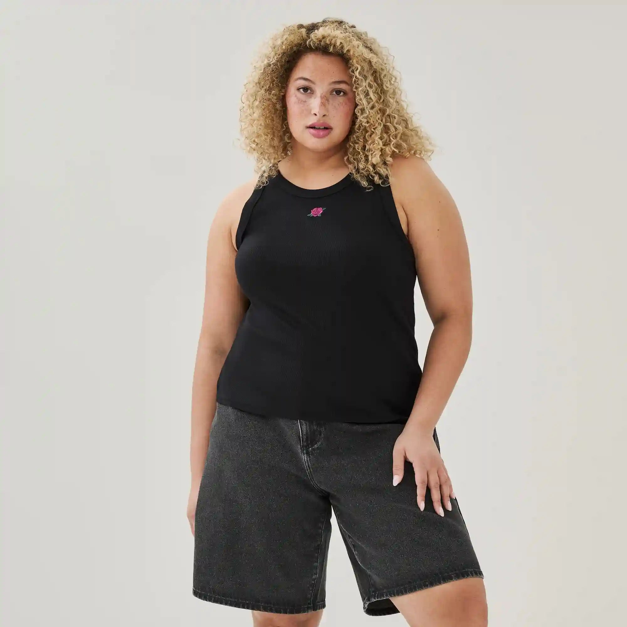 Women+ Embroidered Ribbed Tank