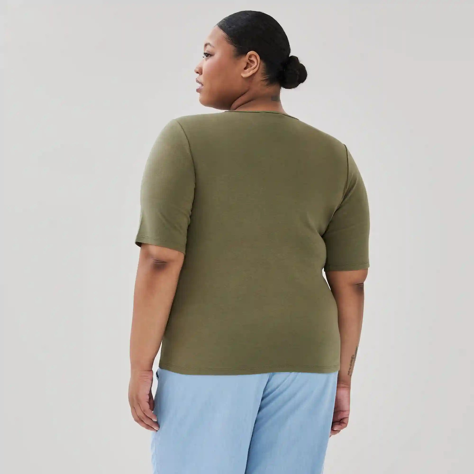 Women+ Ribbed Quarter Sleeve T-Shirt