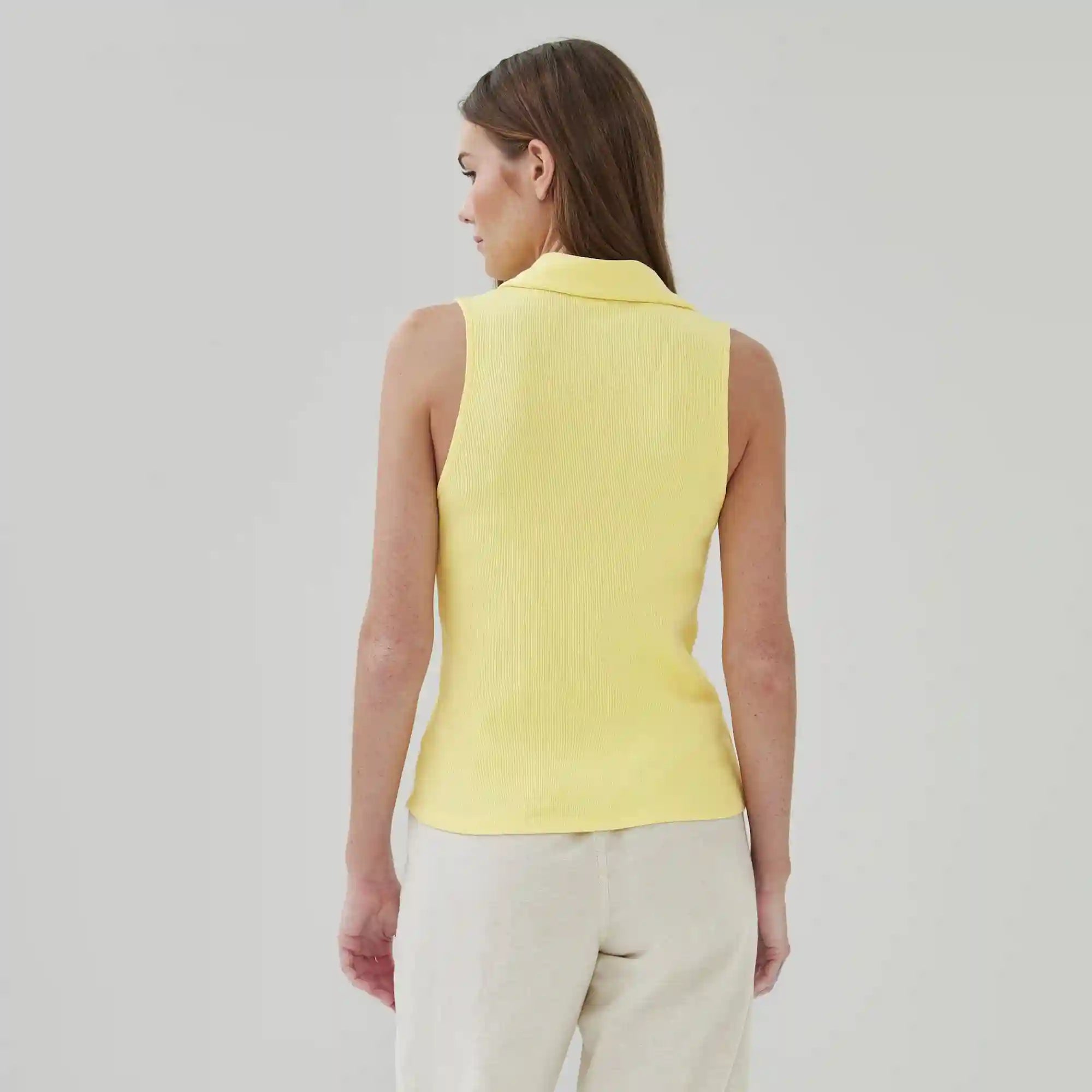 Ribbed Collared Tank Top