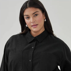 Women+ Linen Cotton Cropped Long Sleeve Shirt