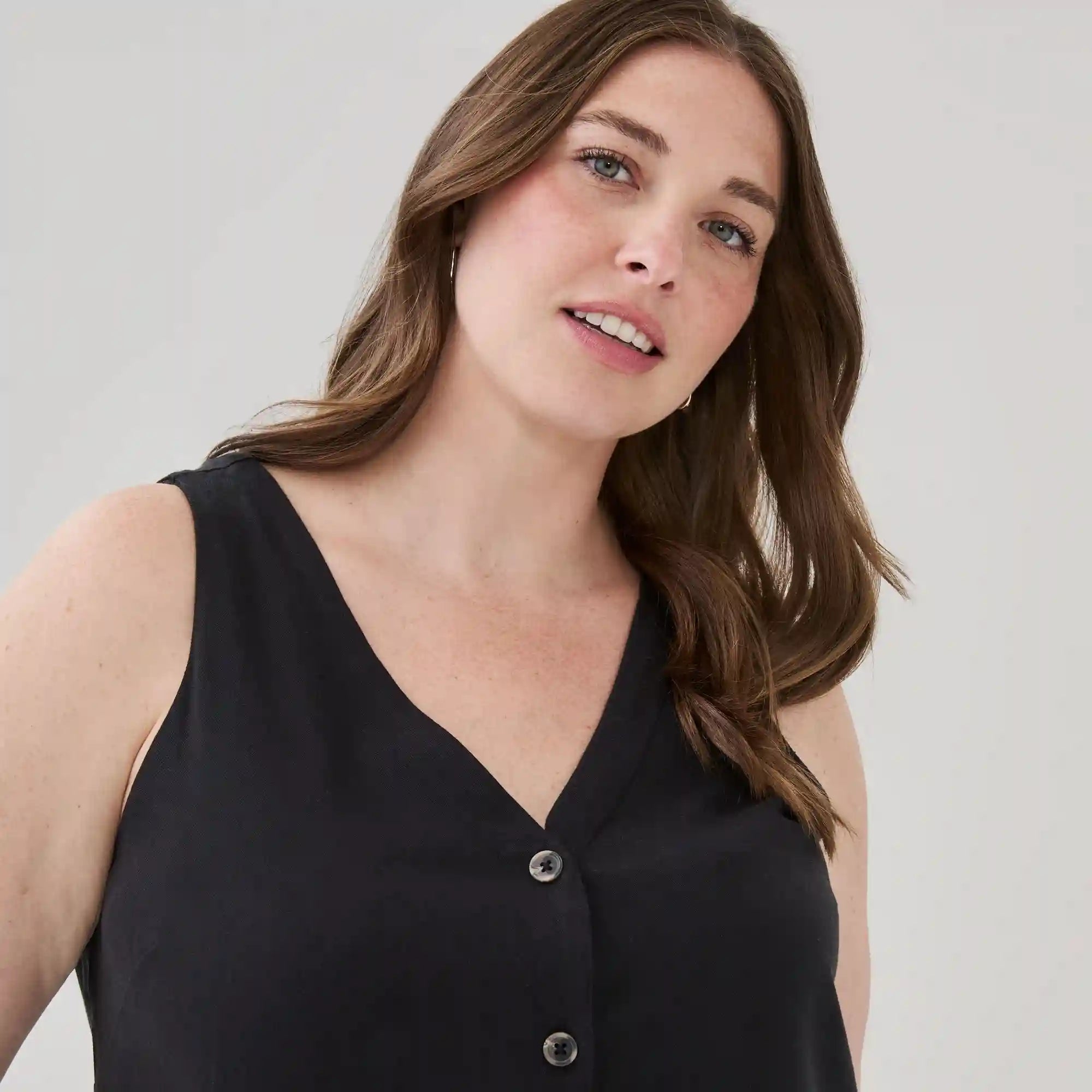 Women+ Button Front Midi Tank Dress