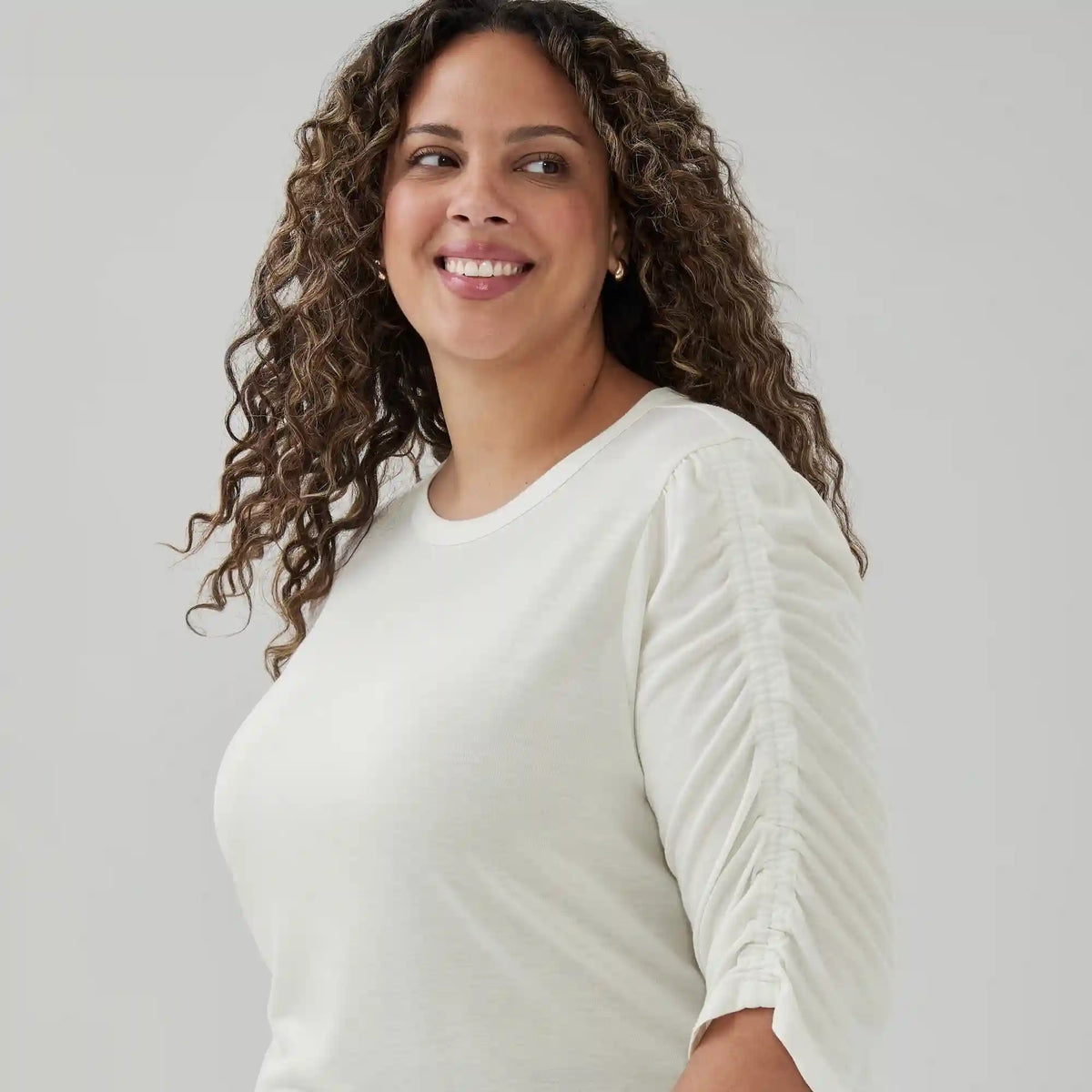Women+ Ruched Sleeve Top