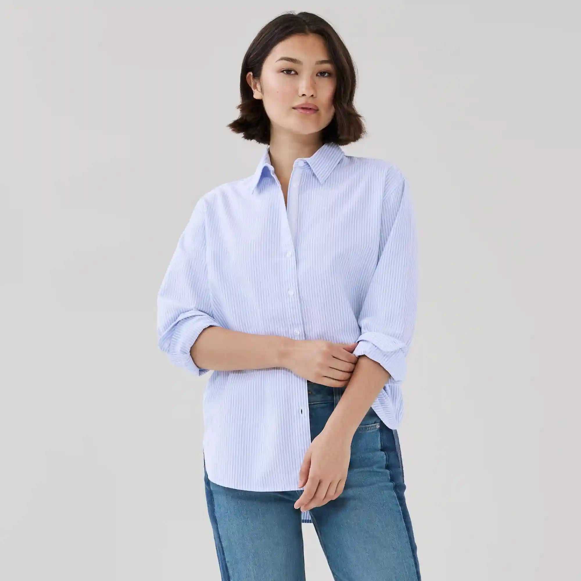 Oversized Striped Button-Up Shirt