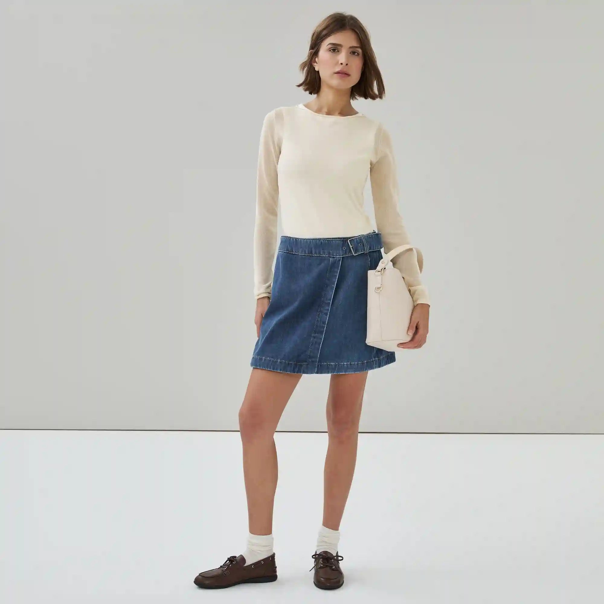 Denim Wrap Mini Skirt