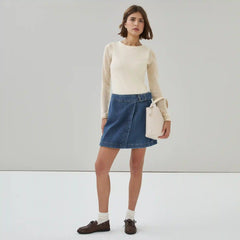Denim Wrap Mini Skirt