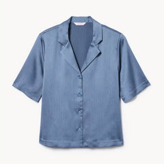 Plisse Satin Camp Shirt