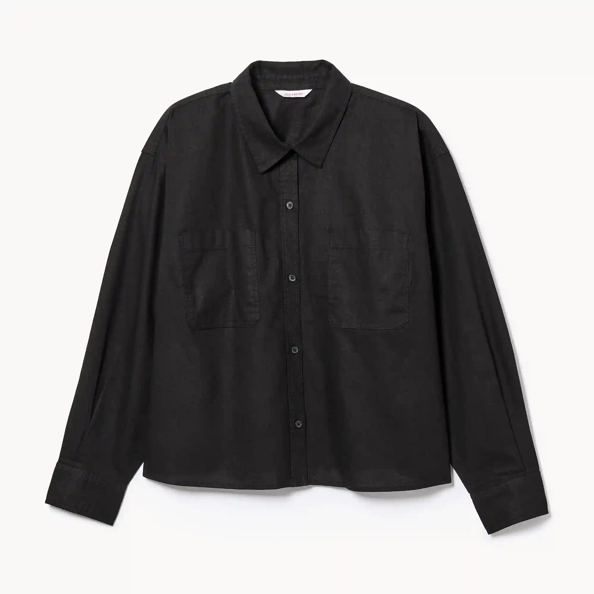 Women+ Linen Cotton Cropped Long Sleeve Shirt