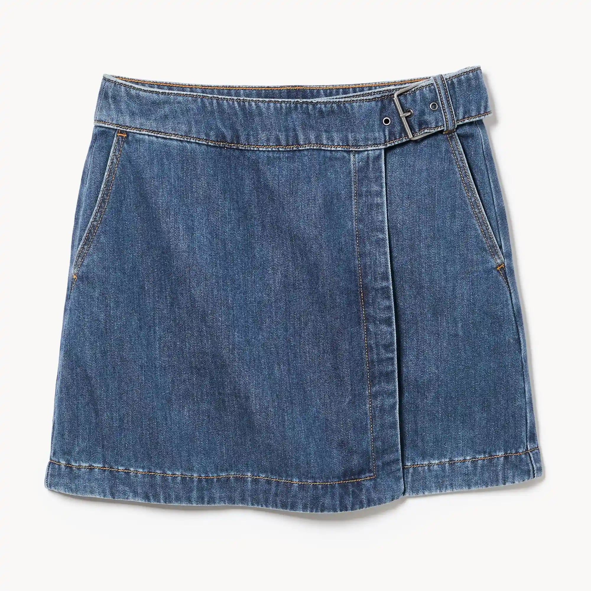 Denim Wrap Mini Skirt