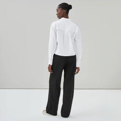 Linen Cotton Cropped Long Sleeve Shirt