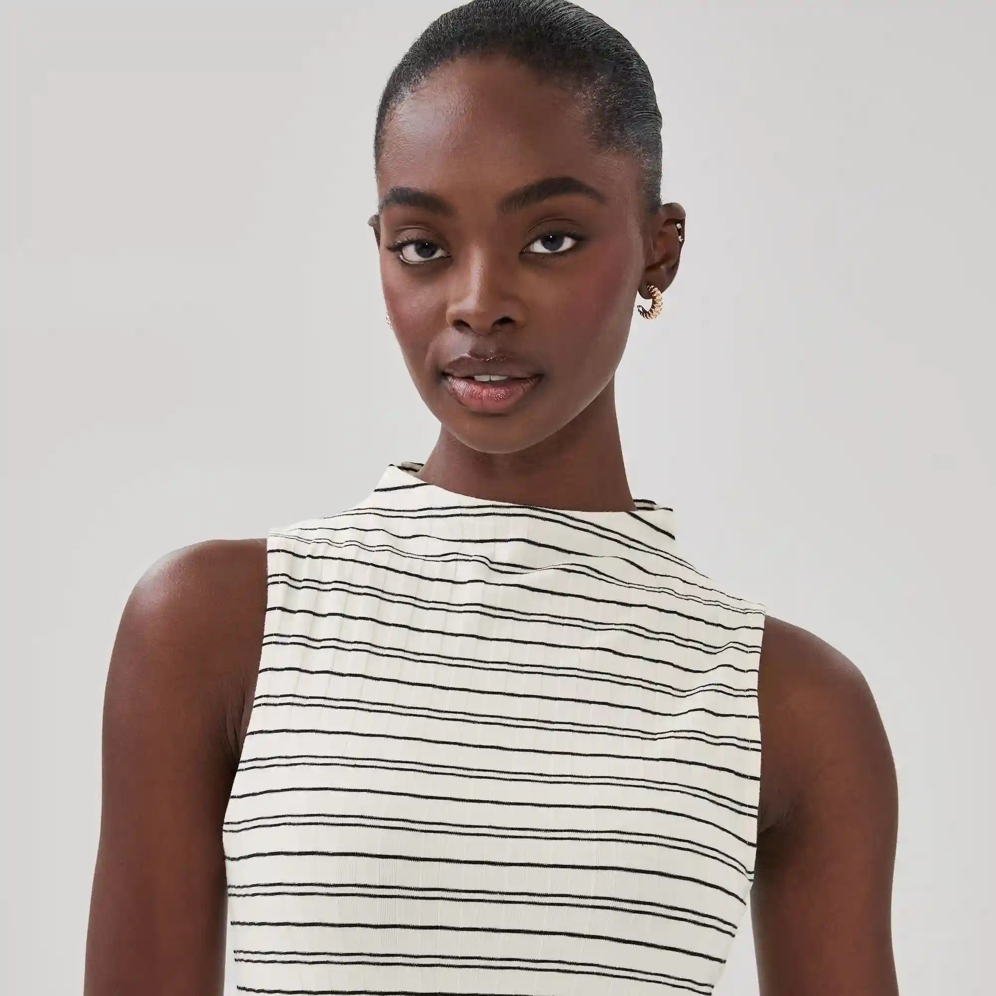 Funnel Neck Striped Top