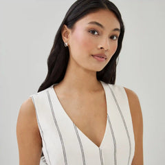 Linen Blend Striped Vest