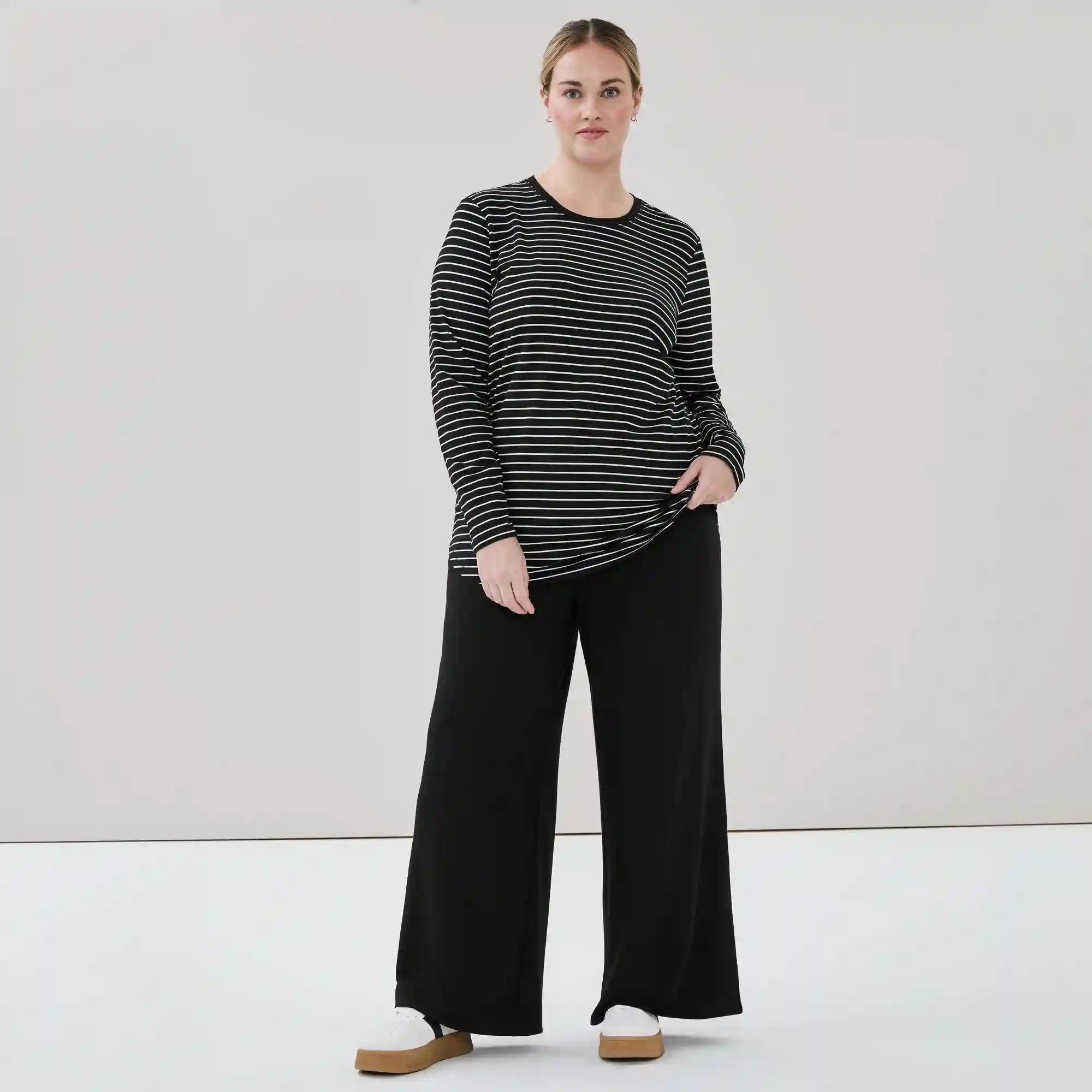 Women+ Active Striped Long Sleeve Top