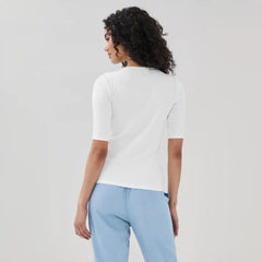 Ribbed Quarter Sleeve T-Shirt