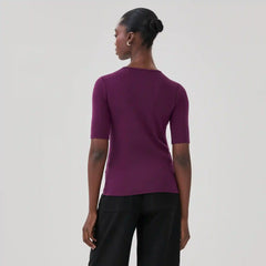 Ribbed Quarter Sleeve T-Shirt