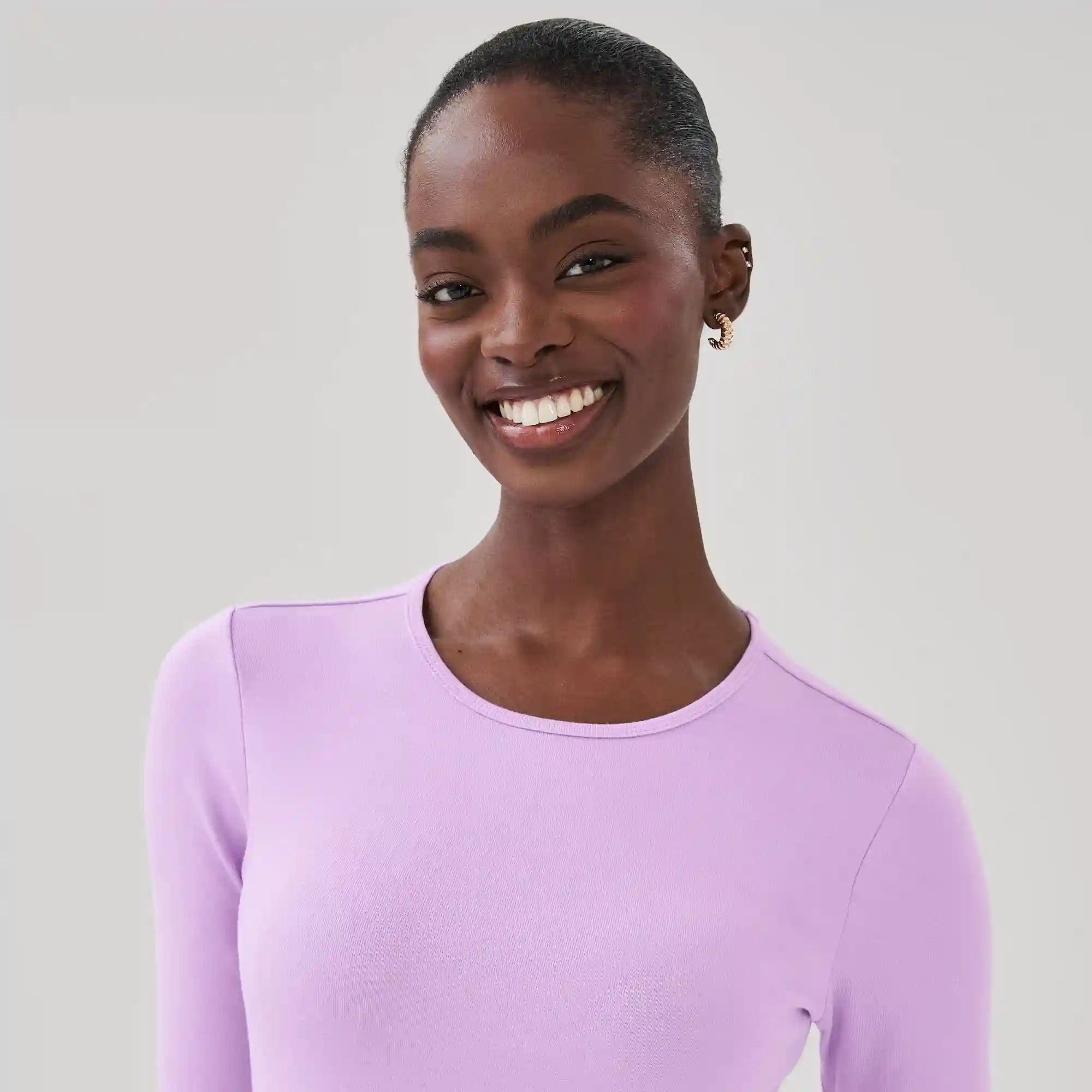 Ribbed Quarter Sleeve T-Shirt