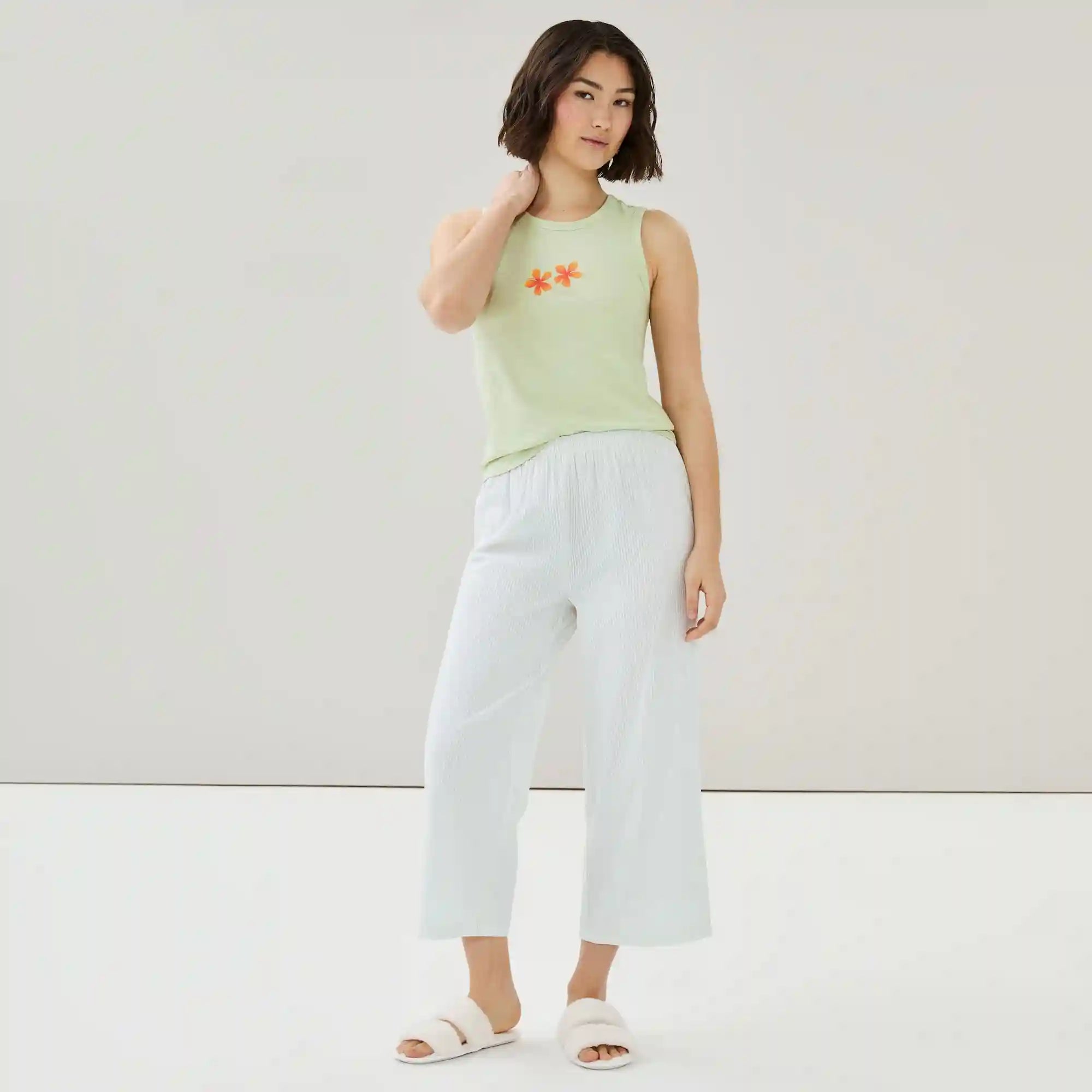 Seersucker Cropped Sleep Pant