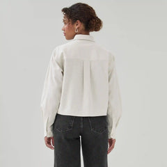 Linen Cotton Cropped Long Sleeve Shirt