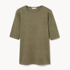 Ribbed Quarter Sleeve T-Shirt