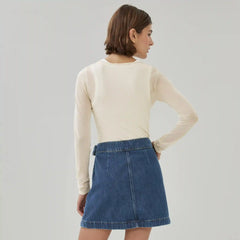 Denim Wrap Mini Skirt