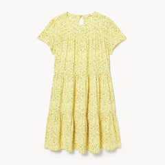Printed Short Sleeve Tiered Dress