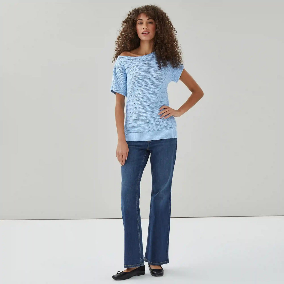 Ellen Tracy Boat Neck Knit T-Shirt
