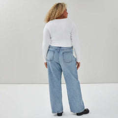 Women+ Medium Wash High Rise Wide Leg Jean