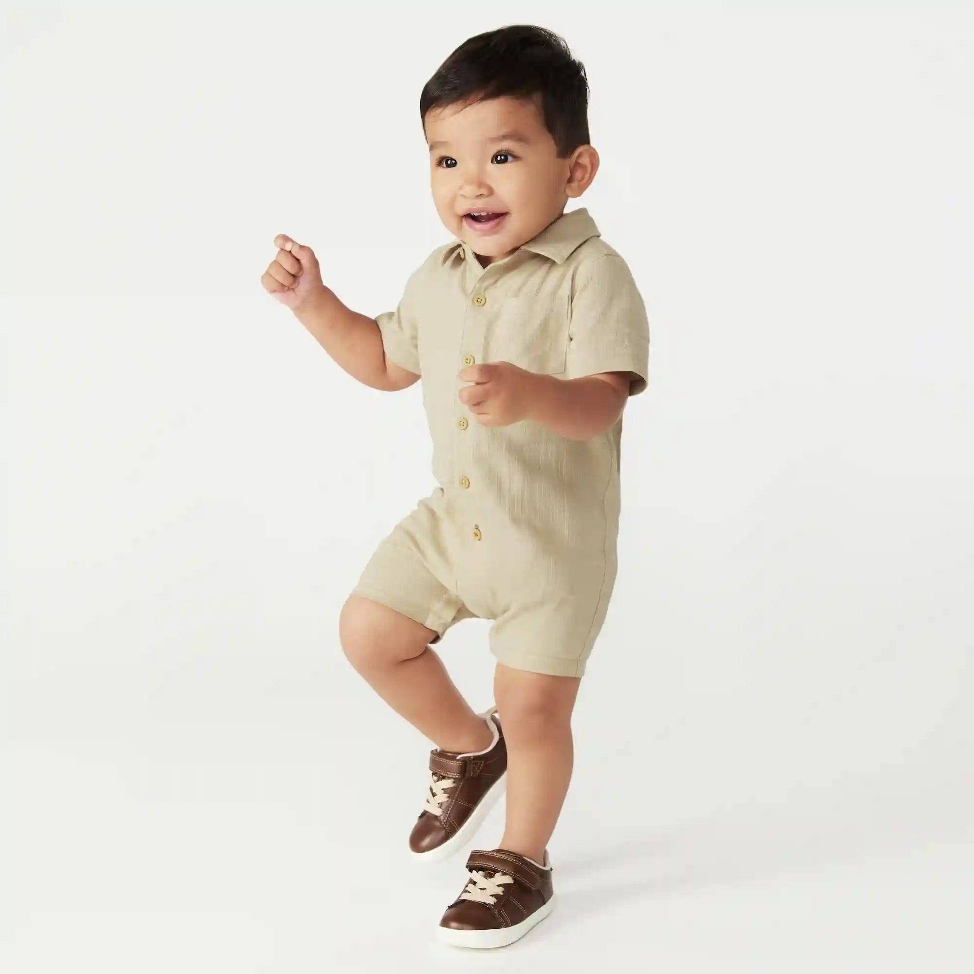 Baby Boys' Spread Collar Romper