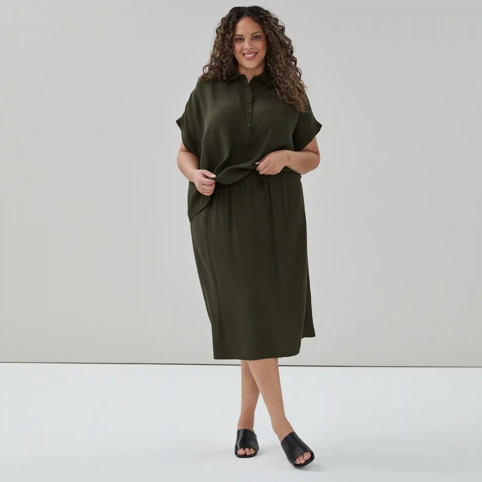 Women+ Gauze Pull-On Midi Skirt