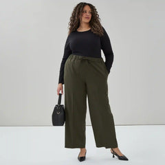Women+ Wide Leg Pull-On Suit Pant