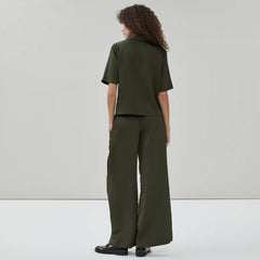 Plisse Satin Camp Shirt